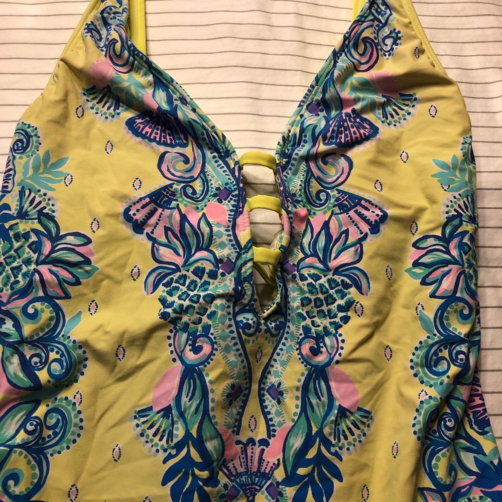 Anthropologie  Yellow Floral Print womens One-Piece Swimsuit